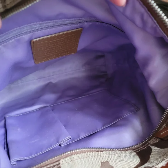 Coach North South Signature Duffel in Khaki Jacquard w/ Brown Leather #F17490 - Picture 13 of 15